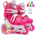 thumbnail image 1 of Patins à Roulettes Quad pour Enfants, Patins à Roulettes avec Taille Ajustable Freins Doubles Roues Lumineuses pour Filles Garçons, 1 of 8