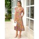 thumbnail image 5 of Vestido largo de verano BerryGo 2025 con estampado floral naranja para mujer, 5 of 6