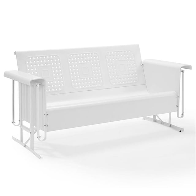 Pemberly Row Canapé de Patio à Glissement en Métal avec Mécanisme à Bascule, Blanc