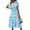 White Blue Floral, variant on PRETTYGARDEN Women's Floral Boho Dress Casual Short Sleeve V Neck Ruffle Tiered Summer Swing Maxi Dresses