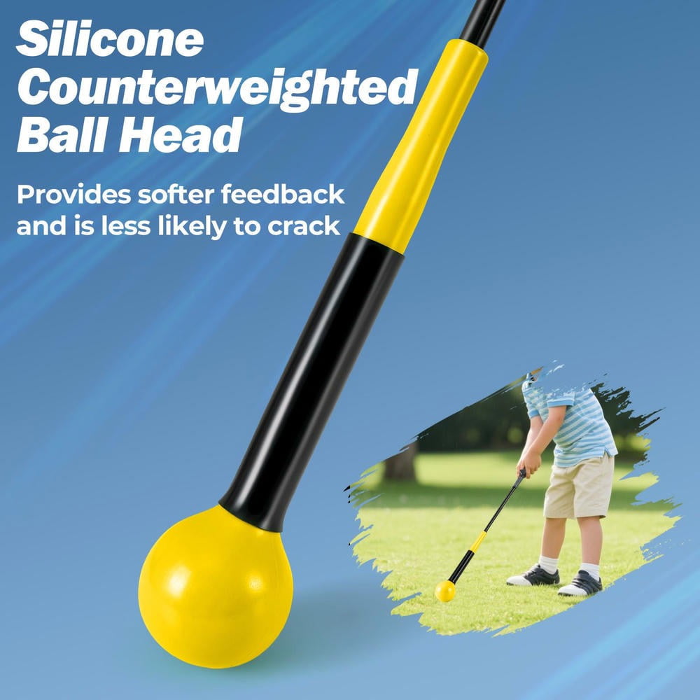 YYAo 31.5 Inch Golf Swing Aid Trainer Weighted Head for Improved Grip and Balance, Yellow