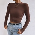 thumbnail image 4 of Women T Shirts Long Sleeve Crew Neck Slim Fit Basic Tees Business Casual Spring Outfits Cute Womens Tops Size M, 4 of 7