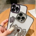 thumbnail image 6 of for iPhone 12 Case Women Cute Bowknot Glitter Rhinestone Bling Plating Luxury Women Girl Phone Case,Shine Diamond Case for iPhone 12 Protective Cover,Clear Gradient Purple, 6 of 13
