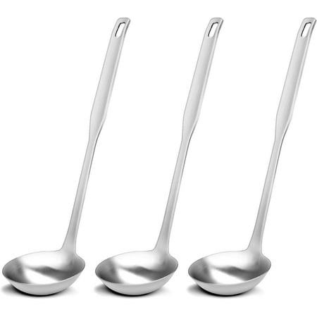 

3 Pack Premium Stainless Steel kitchen Ladles Heavy-Duty Metal Soup Ladles Gravy Ladle Cooking Spoon for Kitchen(10inch)