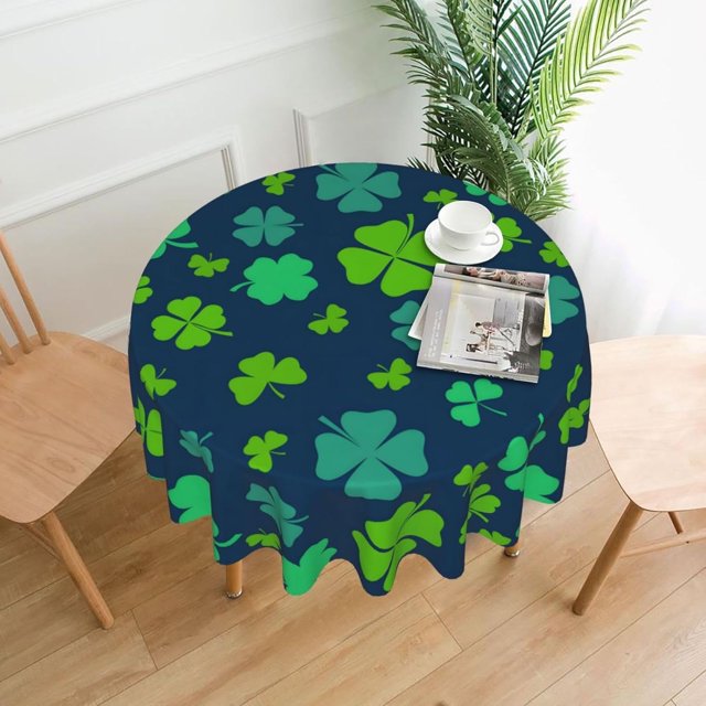St. Patricks Day Tablecloth Round Table Cloths 60 Inch Wrinkle Resistant Picnic Table Covers Washable Polyester Camping Tablecloth for Kitchen, Party