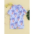thumbnail image 3 of Bagilaanoe Toddler Baby Girl One-Piece Swimsuit Cartoon Print Short Sleeve Zipper Rashguard Swimwear 3M 6M 12M 2T 3T Kids Bathing Suit, 3 of 9