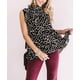 thumbnail image 2 of Camisa de mujer con cuello de muñeca, manga corta, top, estampado, camiseta casual, negro, S Eigraketly AP001622-01, 2 of 7