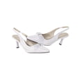 thumbnail image 3 of Women's Low Heel Closed Toe Slingback Pumps Bowknot Comfortable Dress Shoes-White-9, 3 of 3