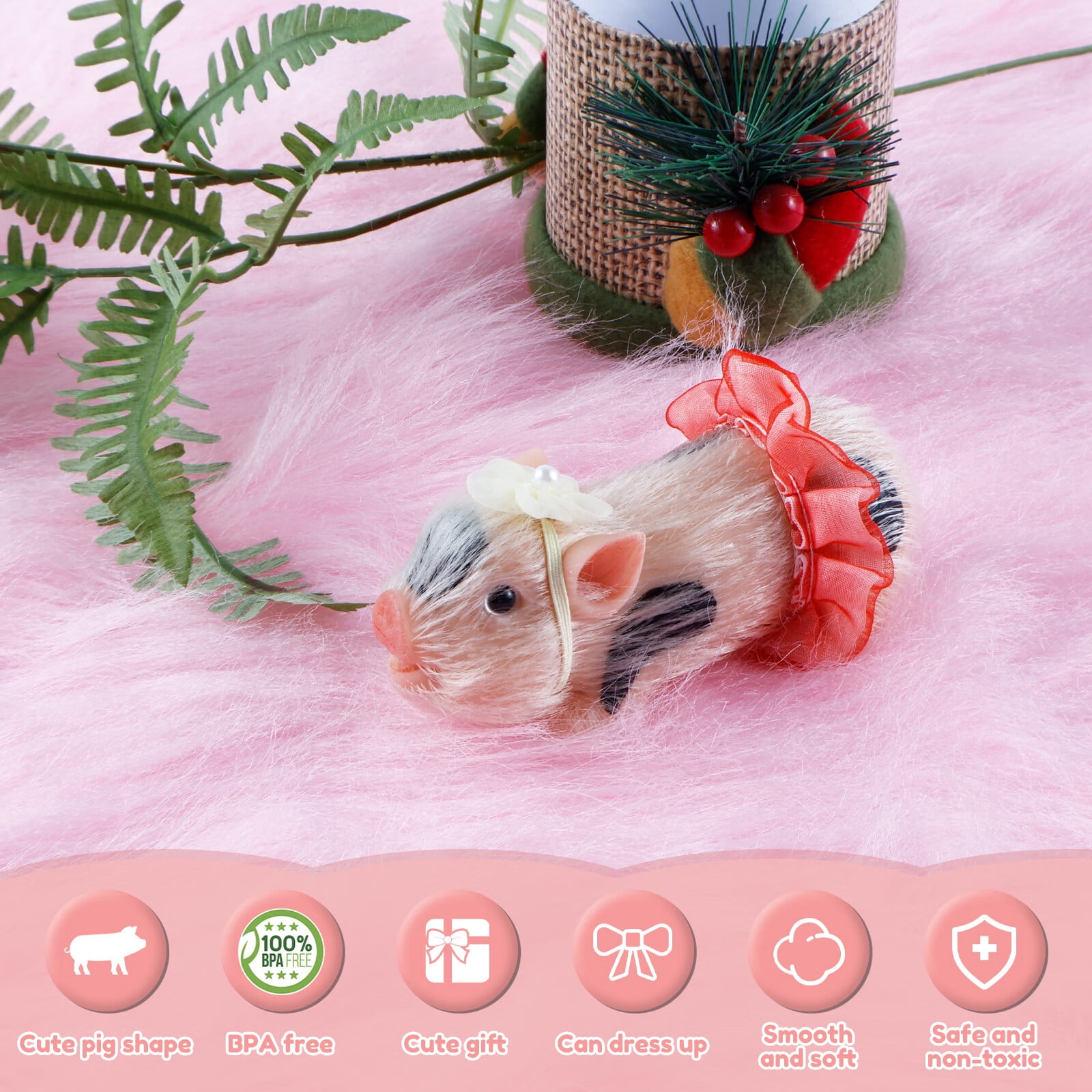 Silicone Pig Mini Doll with Clothes, 5.07 x 3.12 x 1.56 in Silicone, 0.55 lb