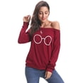 thumbnail image 4 of Purcoar Women's Sweatshirt Glasses Long Sleeve Tops, 4 of 7