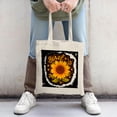 thumbnail image 2 of Vibrant Sunflower Tote Bag with Dark Background & Stars ' BirteL ' in Cursive Textured Edges - Perfect for Shopping & Travel, 2 of 4