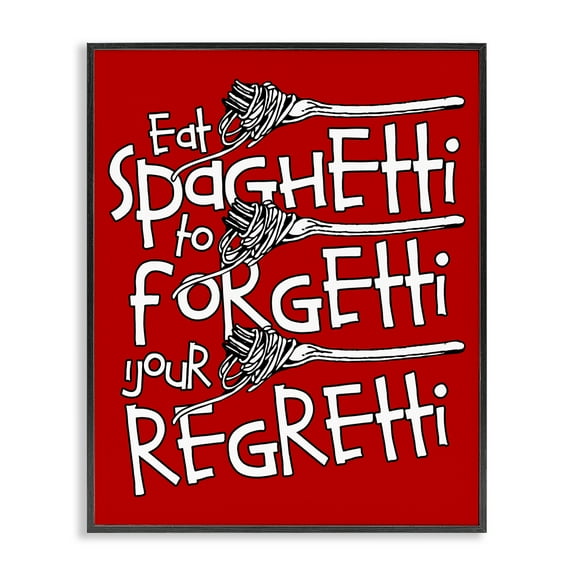 Stupell Industries Funny Eat Spaghetti Phrase Food & Beverage Painting Black Framed Art Print Wall Art, 11 x 14