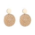 thumbnail image 1 of Handcrafted Bamboo & Rattan Earrings - Artisanal Vacation Style Weave, Available in Triangular, Diamond, Round, Water Drop & Ring Shapes - Lightweight 8g Handmade Accessories with 9*9*2cm Packaging, 1 of 5