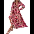 thumbnail image 3 of Vestido Bohemio Informal de Larga con Escote en V Profundo para Mujer Rosa XL, 3 of 9