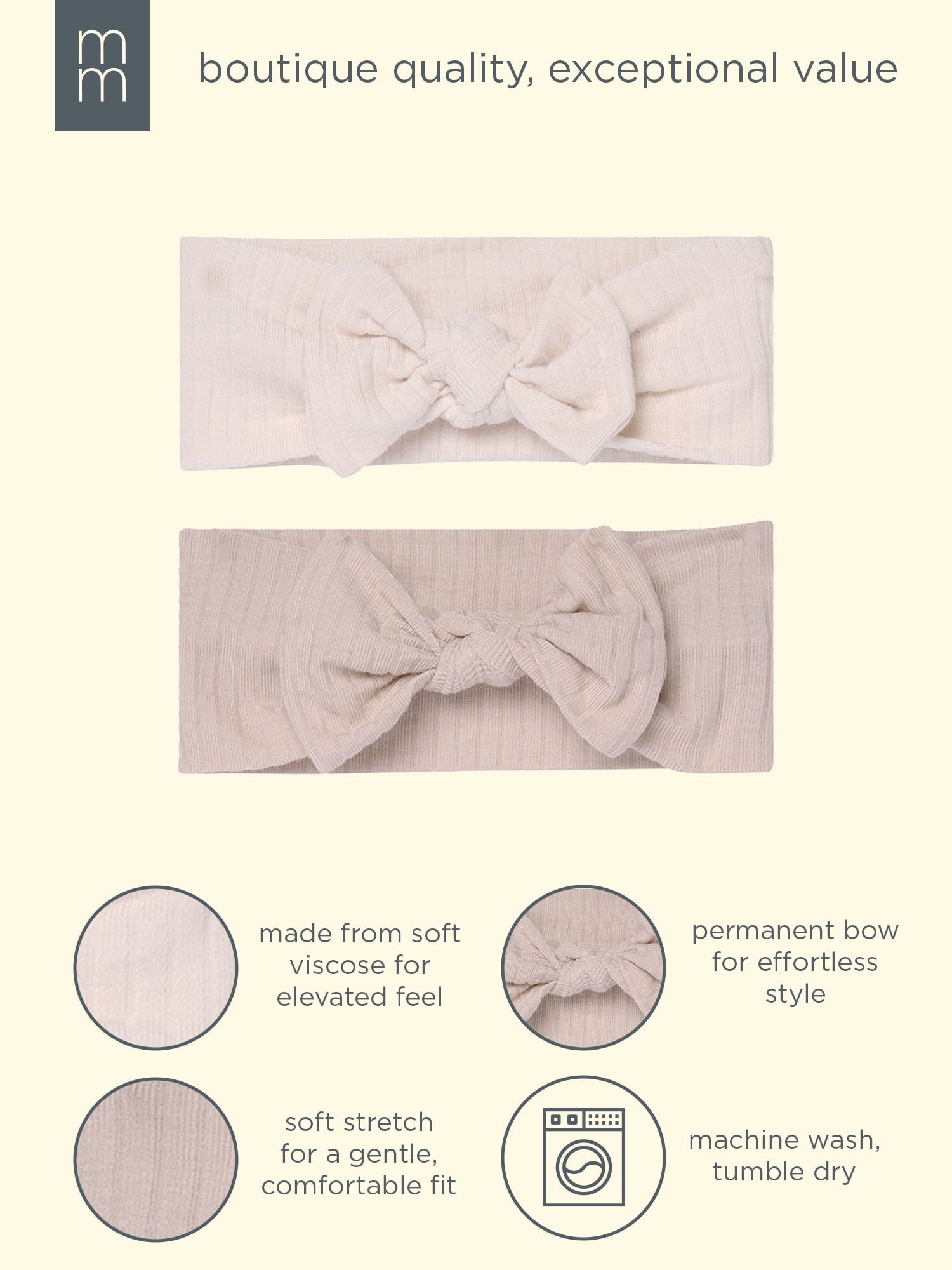 Modern Moments by Gerber Baby Girl Super Soft Viscose Headband, 2-Pack, One Size