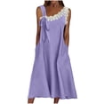 thumbnail image 2 of Antinious Women Camis Sleeveless Solid Spaghetti Strap Loose Gentle Soft Summer V-Neck Dress, 2 of 5