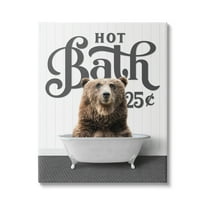 Stupell Industries Vintage Bear Bathtub Animals & Insects Painting Gallery Wrapped Canvas Print Wall Art, 16 x 20