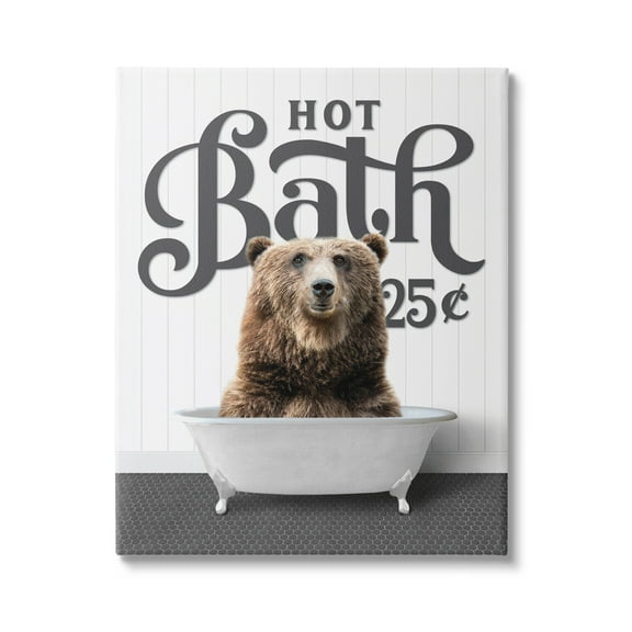 Stupell Industries Vintage Bear Bathtub Animals & Insects Painting Gallery Wrapped Canvas Print Wall Art, 16 x 20