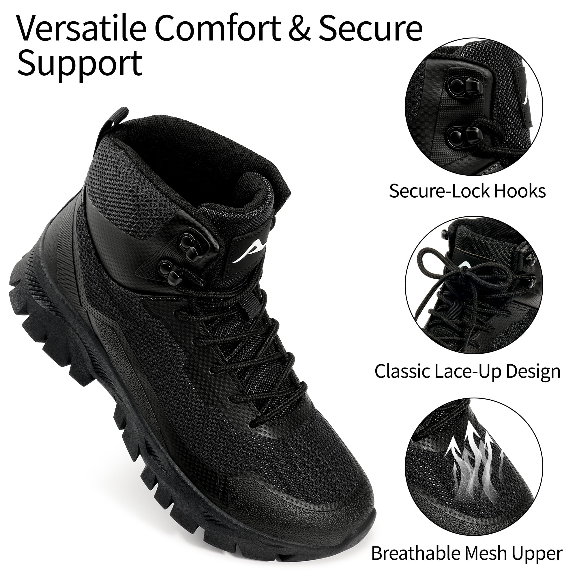 MeMoride Men's Hiking Boots Mid-Top Breathable Non-Slip Outdoor Trekking Shoes