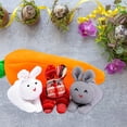 thumbnail image 4 of Sunjoy Tech 1/4Pcs Easter Ornament Adorable Cartoon Design Comfortable Touch Three Rabbits Carrot Wallets Bag Shape Doll Toy Decoration Home Decor, 4 of 8