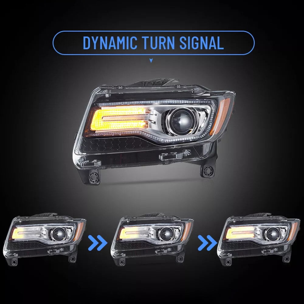 VLAND LED Dual Beam Headlights for 2011 2012 2013 Jeep Grand Cherokee (WK2)