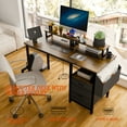 thumbnail image 7 of New Computer Desk with Drawer and Power Outlets, 47" Office Desk with 2 Monitor Stands and Fabric File Cabinet, Writing Gaming Table with Shelves and Hooks for Home Office, Rustic Brown, 7 of 7