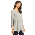 thumbnail image 2 of Women's Solid Casual Basic V-Neck 3/4 Sleeve Swing Tunic Dress Tops, 2 of 4