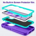 thumbnail image 3 of I-HONVA For iPhone 11 Case,3-Layer Military Grade Drop Protection Anti-Slip Bumper Rugged Shockproof Dustproof Protection 6.1 inch Phone Case,Purple Turquoise, 3 of 7