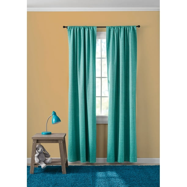 Your Zone Chambray Blackout Window, Turquoise Curtain Panels