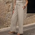 thumbnail image 6 of JJHGVB Palazzo Pants Wide Leg Pants Woman Women's Fashion Clothes For Every Occasion Cotton Linen Cardigan Summer Chic Womens Casual Pants Women'S Pants Khaki L, 6 of 9