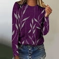 thumbnail image 4 of Long Sleeve Tops Round Neck Geometric Printed Tee Shirts Fall Casual Trendy Womens Graphic Tees Tshirts Plus Size (2XL, Purple 01), 4 of 5