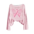 thumbnail image 4 of Birdeem Chandail pour Femmes, Journée de Sensibilisation au Cancer du Sein Imprimé Col Rond Manches Longues Mode Haut, Pulls pour Femmes, Longs Pulls pour Femmes, 4 of 4