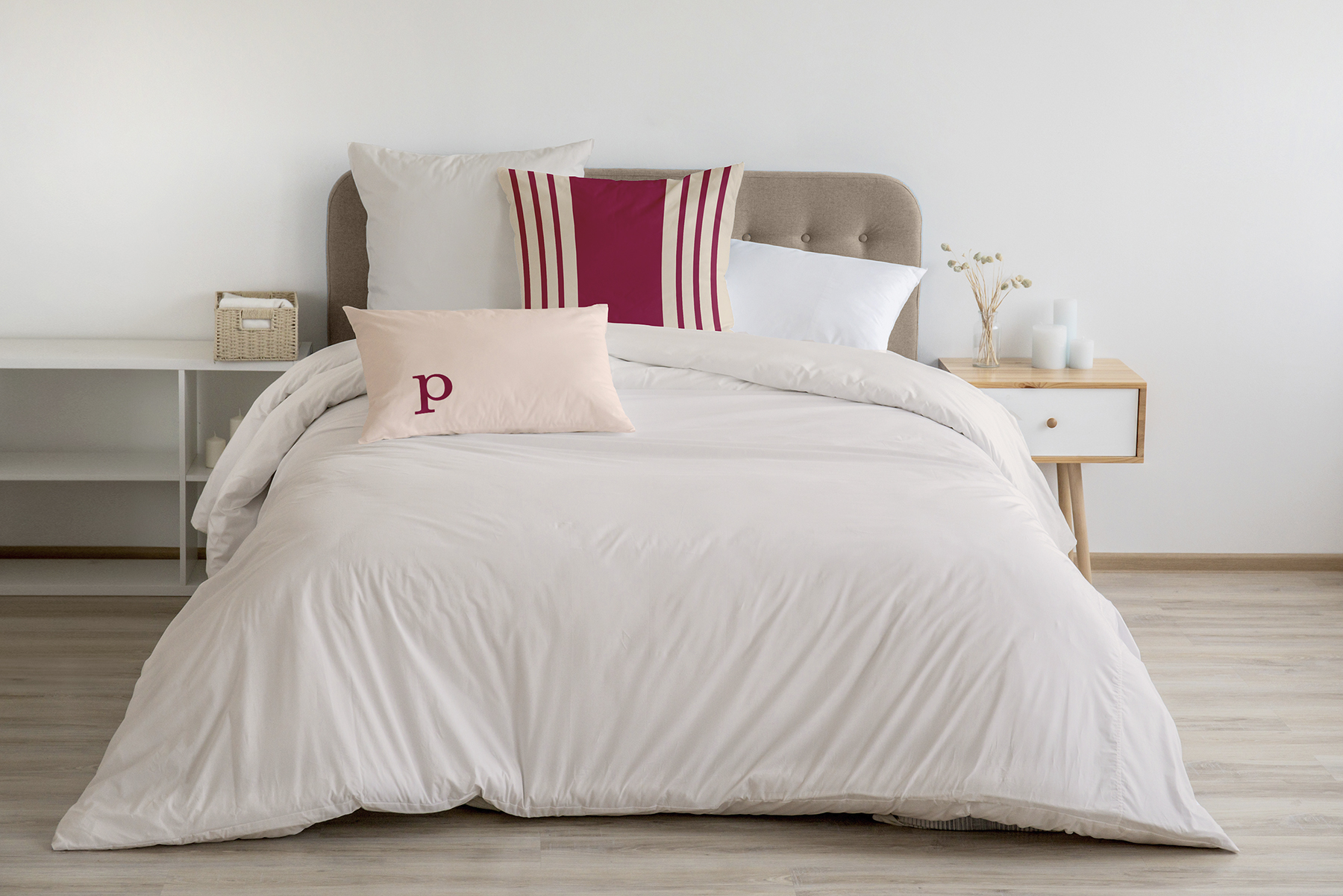 Simply Daisy 14" x 20" Modern Monogram Decorative Throw Pillow, Cranberry