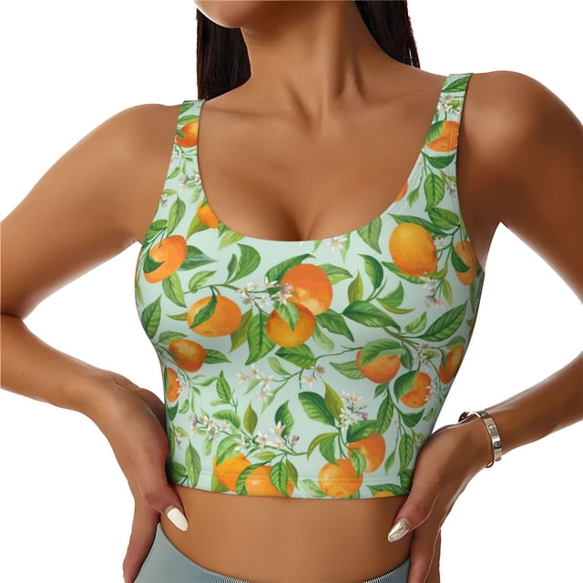 Balery Tangerine Sujetadores deportivos con espalda cruzada para mujer, acolchados, sin costuras, de alto impacto, ideales para yoga, gimnasio, entrenamiento y fitness.-Small