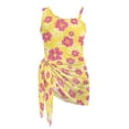thumbnail image 7 of SEANATIVE One Piece Swimsuit for Girls Cut Out Design Bathing Suit 2 Pieces Swim Suit Including Swimwear and Sarong Coverup for Beach Seaside, 15-16 Years, Tropical Flower Yellow Pink, 7 of 7