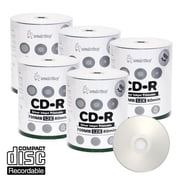 500 Pack Smartbuy 52X CD-R 700MB 80Min Silver Inkjet Hub Printable Data Blank Media Recordable Disc