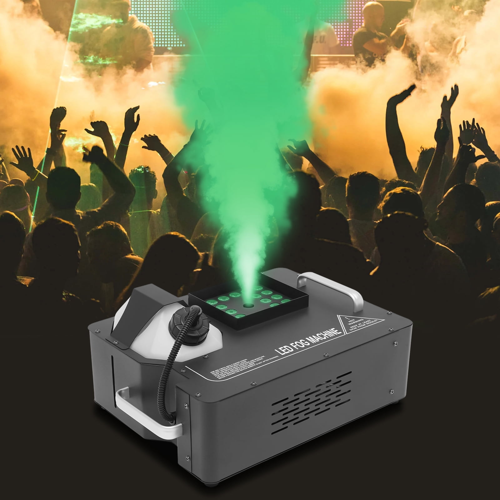 1500W Fog Smoke Machine, 24 LED 3-In-1 Vertical Upspray Fogger with Wireless Remote Controller for Creating A Boisterous Atmosphere of Wildness.