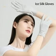 thumbnail image 2 of Ruanlalo Ice Silk Gloves,1 Pair Fingertip Opening Anti-slip Palm Solid Color Sunscreen Mittens Women Anti-UV Ice Silk Thin Gloves, 2 of 6