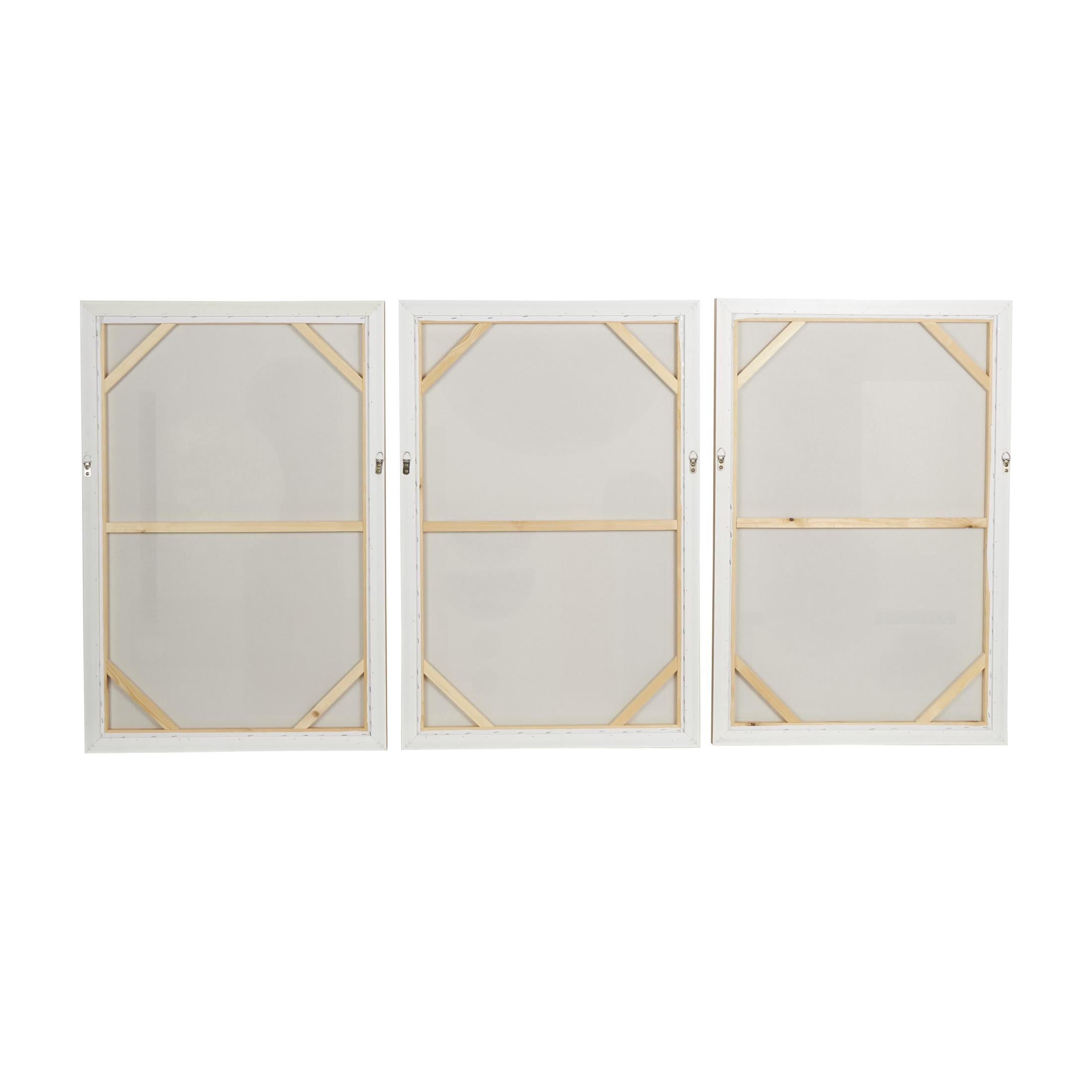 24" x 36" Mid Century Modern Geometric Geometric Framed Wall Art with Brown Accents, by DecMode (3 Count)