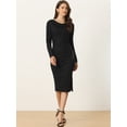 thumbnail image 2 of Vestido Elegante para Mujer con Diseño de Fruncidos y Decoración de Botones Vestido Largo con Dobladillo Dividido  Negro L, 2 of 5
