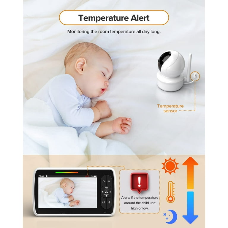Momcozy Video Baby Monitor, 1080P 5 HD Baby Monitor with Camera and Audio,  Infrared Night Vision, 5000mAh Battery, 2-Way Audio, Wide-angle View  Temperature Sensor Lullabies and 960ft Range Ideal Gift : Baby 