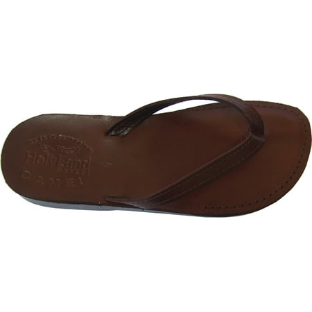 Genuine Leather Front Flap Holy Land Market Unisex Genuine Leather Biblical Flip flops (Jesus - Yashua) Jericho Style ()