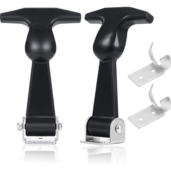 2 Pcs Elastic Stainless Steel Rubber Hood Catch Flexible T-Handle Hasp Rubber Flexible Draw Latches with Brackets for Tool Cabinet, Vehicle Engine, Hood