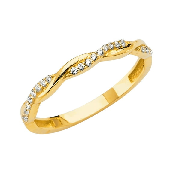Ioka -14K Solid Yellow Gold CZ M-Pave Braided Women's Ring
