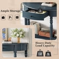 thumbnail image 6 of Harper & Bright Designs Half Moon Console Table with Drawer, Solid Wood Entryway Table with Bottom Shelf, Vintage Sofa Table with Roman Legs for Hallway and Living Room, Navy, 6 of 12