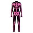 thumbnail image 3 of Bainana Unisex Halloween Stage Tight Romper Skeleton Print Long Sleeve Crew Neck Jumpsuit Breathable Boys And Girls Halloween Theme Party Performance Bodysuit 11-12 Years Black, 3 of 5