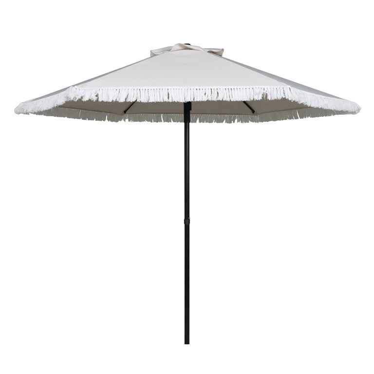 better homes & gardens ventura 7.5' fringe patio umbrella Funsite 7.5Ft Beach with Fringe, Tassel Umbrella UPF50+ with Push Botton Tilt Crank, Holiday Outdoor with Carry Bag Ideal for Garden, Lawn, Deck, Yard&Pool,Blue White Stripe The Better Homes Better Homes & Gardens Outdoor