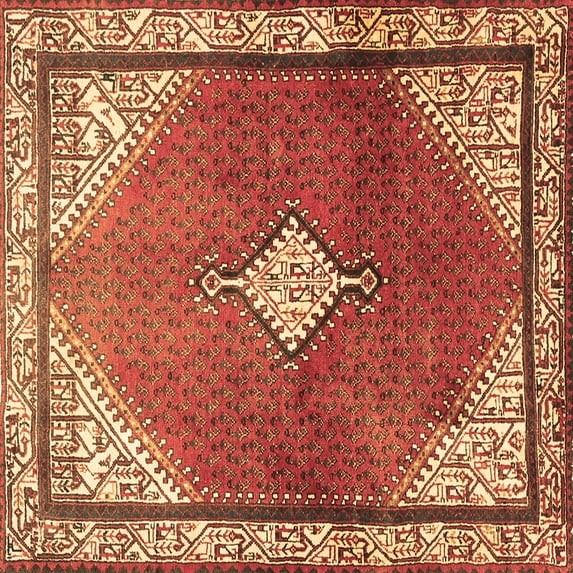 Ahgly Company Indoor Square Medallion Brown Traditional Area Rugs, 6' Square