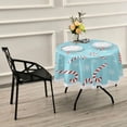 thumbnail image 7 of Coolnut 60 Inch Round Tablecloth - Christmas Candy Canes Waterproof Spill-Proof Table Cloth with Lace Washable Fabric Table Cover for Dining Tables, Kitchen and Parties House Decor, 7 of 7