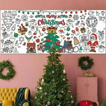 Christmas Table Runner Paper Tablecloth - Christmas Tree Print Disposable Table Cover, Holiday Table Flag for Family Party Supply